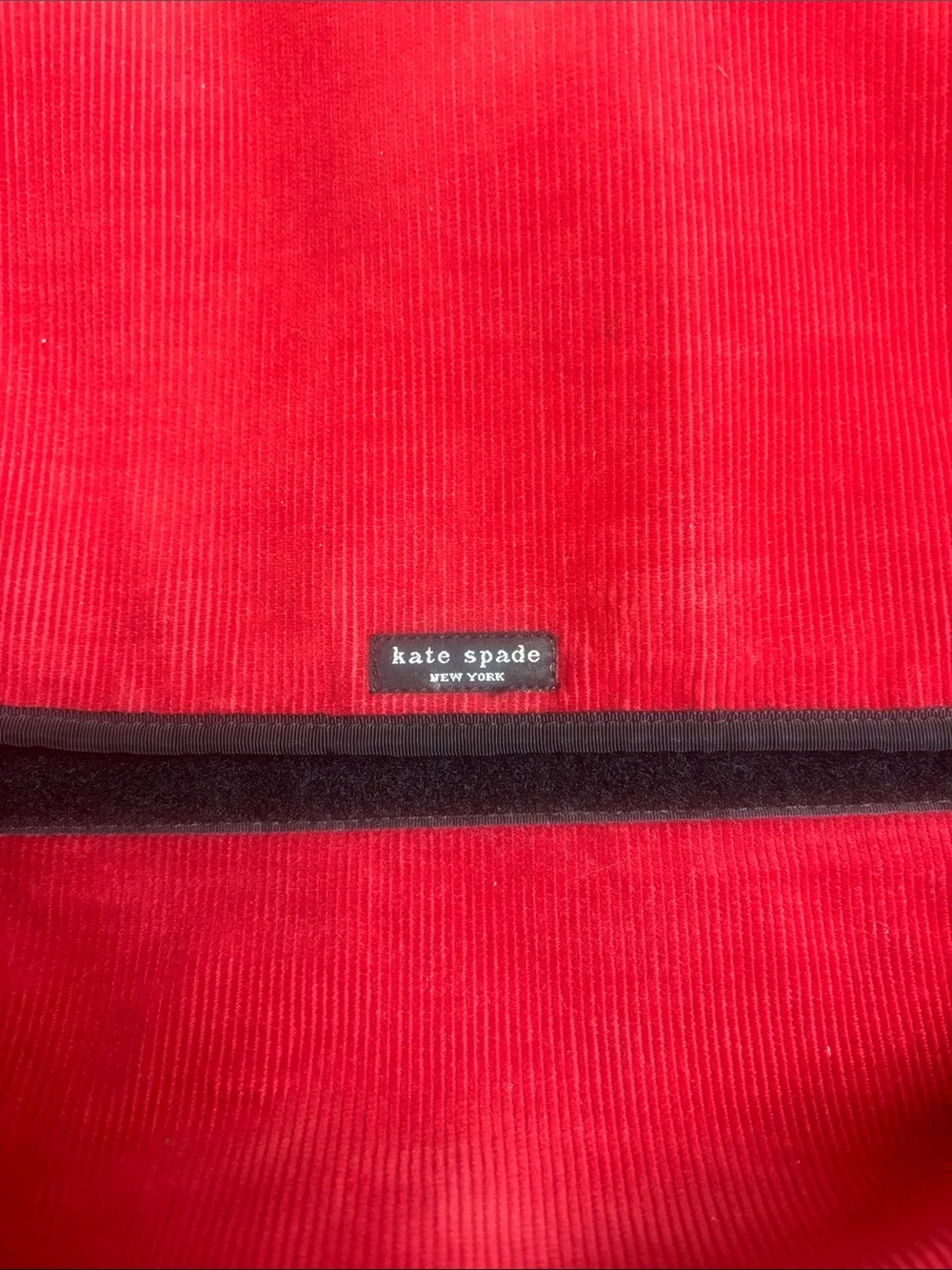 kate spade Red Corduroy Messenger Bag with Black Trim